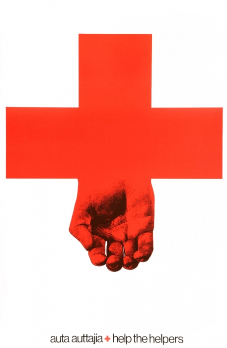 Auta auttajia - Help the helpers -juliste vuodelta 1970